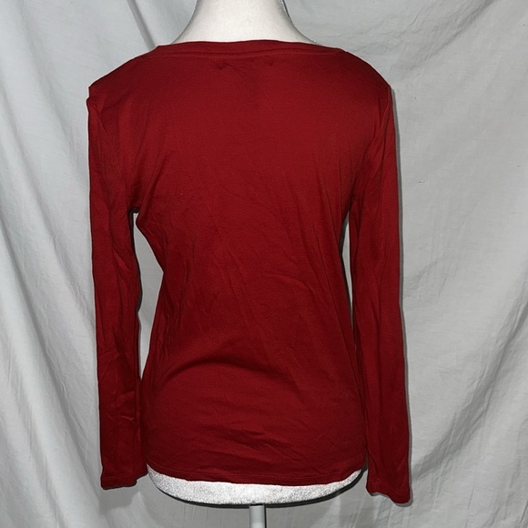 basic red Lauren Ralph Lauren long sleeve top size medium - Picture 2 of 3
